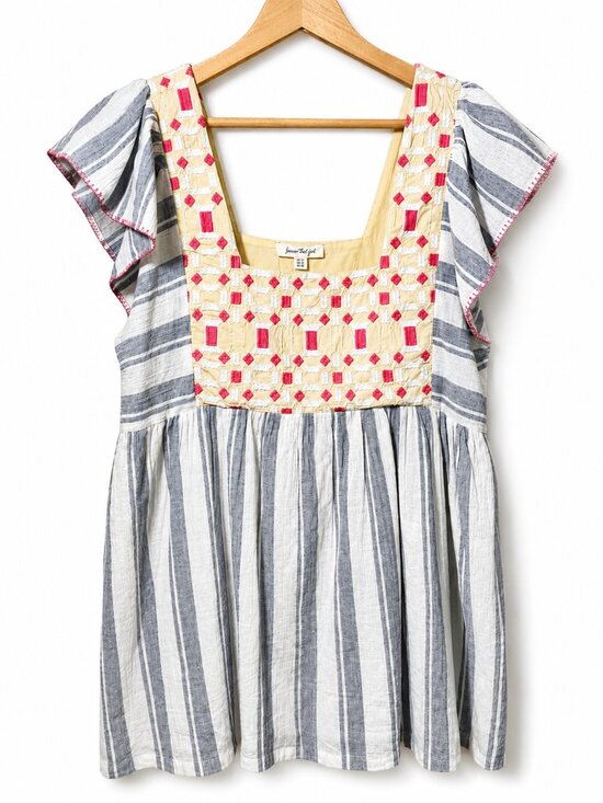 Anthropologie Tops - Anthropologie Forever That Girl Basel Embroidered Tunic Top Size 10 Cotton